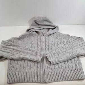 Sunday Best Octavia Sweater Cable Knit Hooded Cropped Cardigan Zip Up Size XS